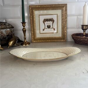 Vintage Lenox Bread Tray Basket Weaved Design w/24k Handpainted Gold Trim 1930s